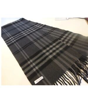 ENZO MANTOVANI LIKE BURBURRY PATTERN WOOL/CASHMERE SCARF BLACK GRAY  PLAID
